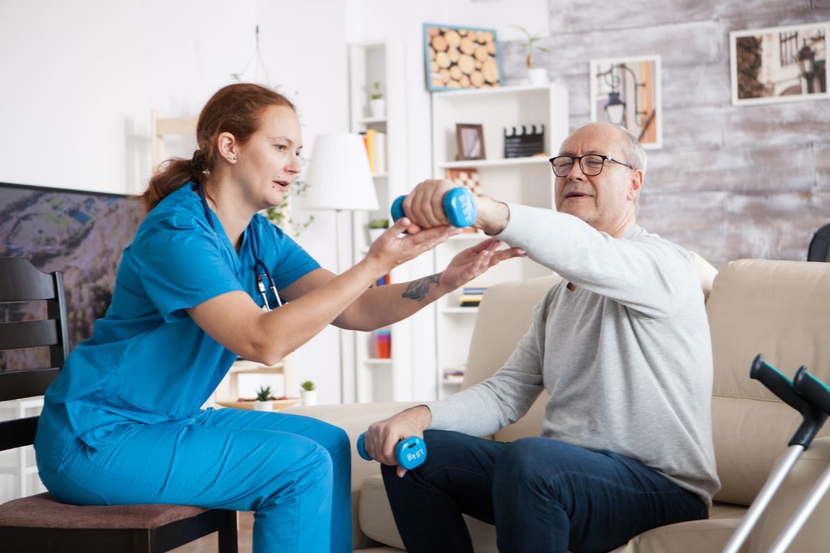 Physiotherapist treating a patient